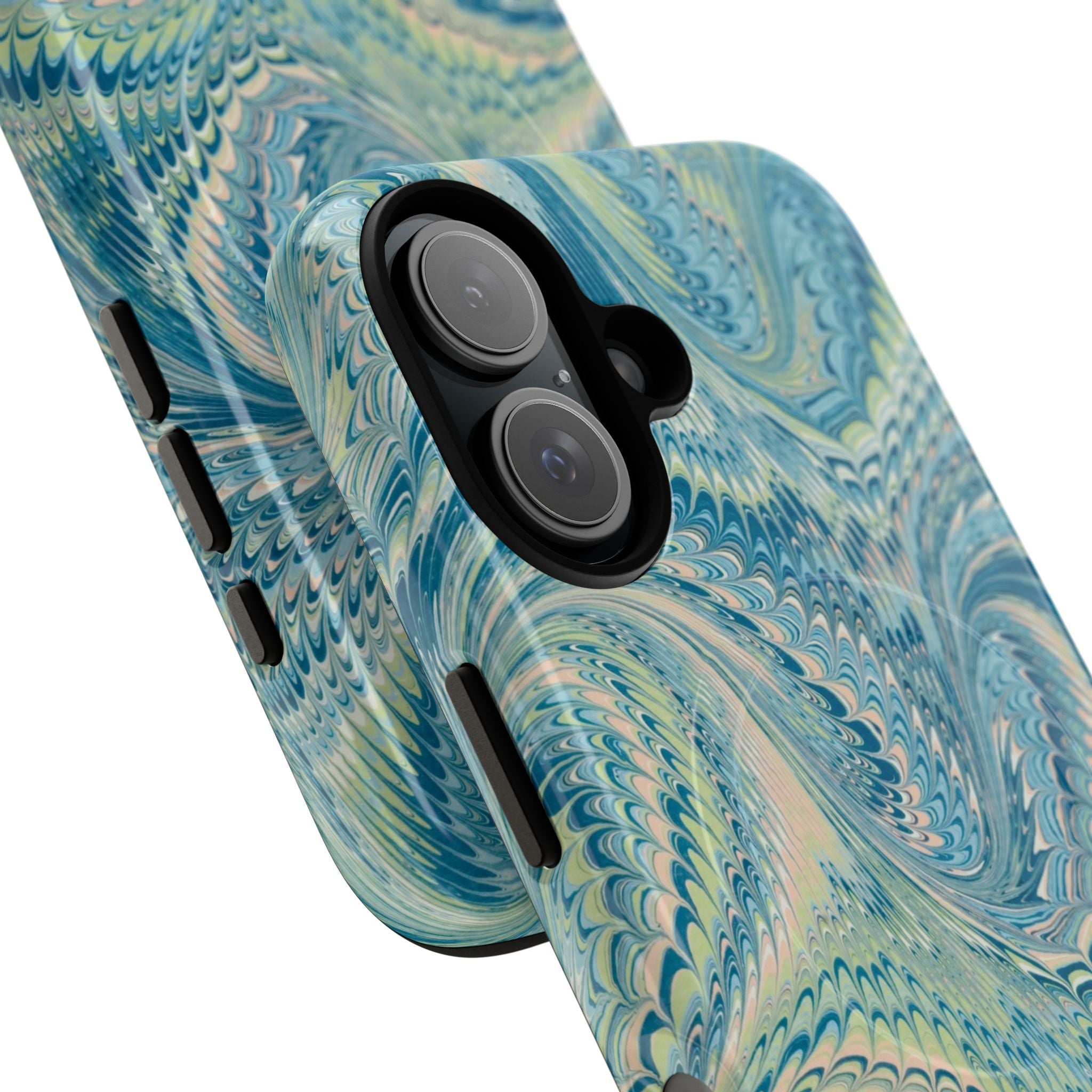 Aqua + Green Marble Phone Case - Impact-Resistant Durable - Dual Cover Design