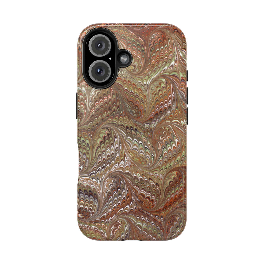 Neutral Browns Vintage Marbled Feather Tough Phone Case - Dual Layer
