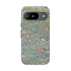 Blue and Green Feather Marbled Phone Case — Dual Layer - Tough Protective Phone Cover