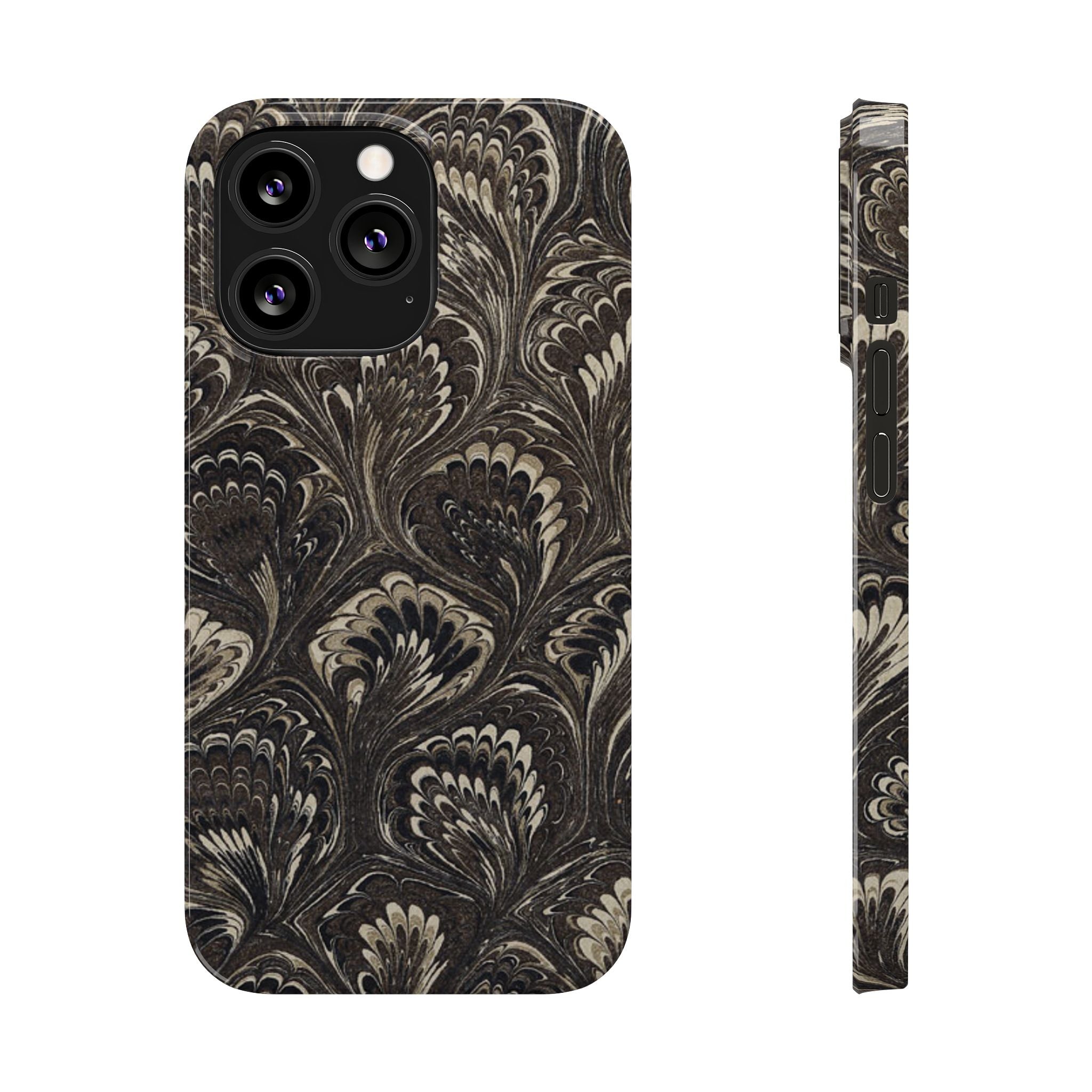 Black Italian Marble Design Slim iPhone 17 + all models Phone Cases