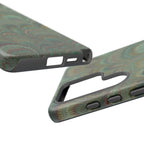Marbled Peacock Durable Phone Case - Olive Green and Brown - Matte or Glossy
