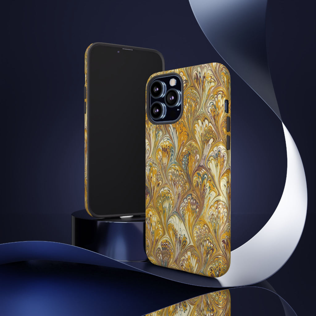Golden Yellow Marbled Italian Phone Case - Dual Layer - Matte or Glossy