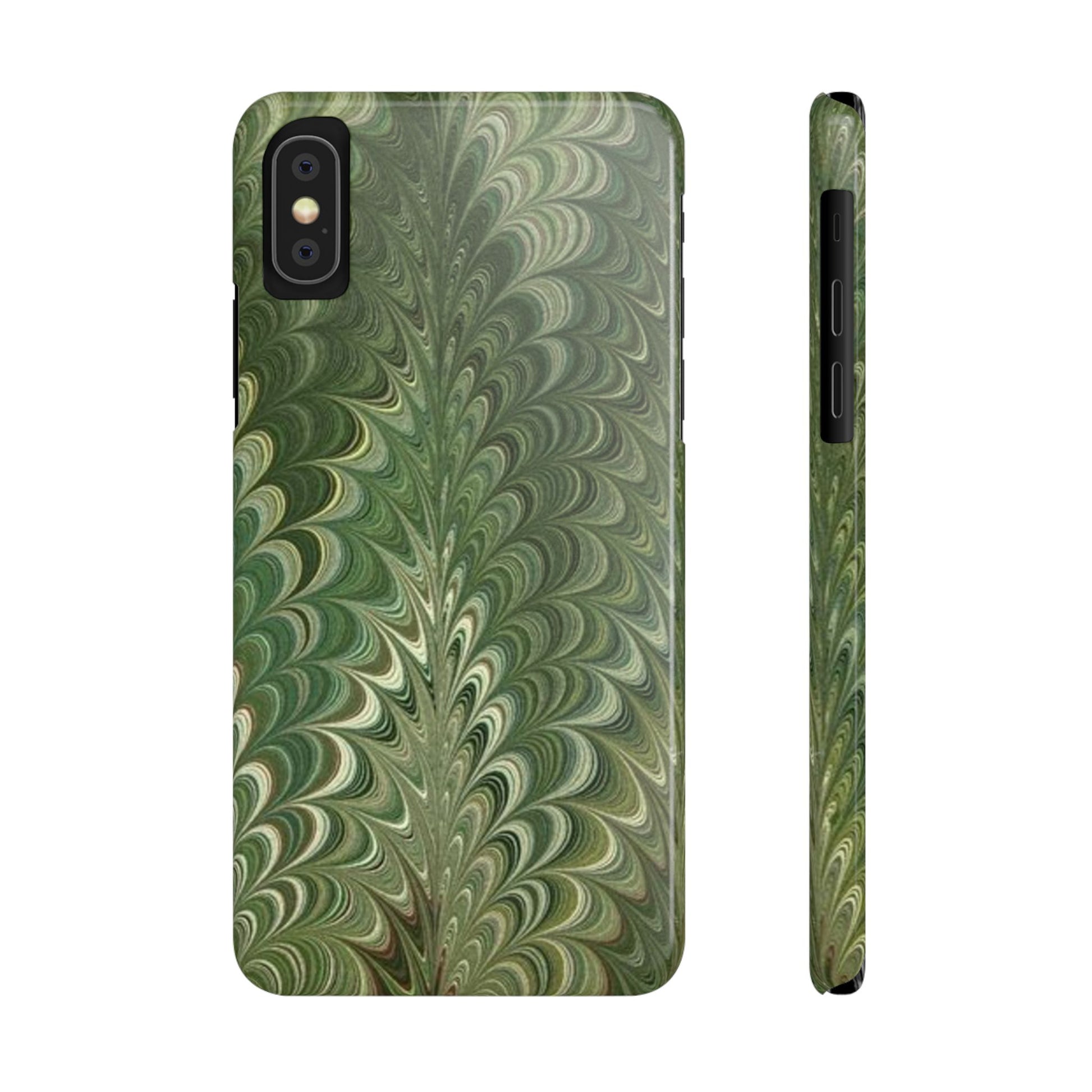 Deep Green Hues of Italian Hand-Painted, Vintage Marbled Paper from Italy Designed Phone Case, iPhone16 Case and all iPhone Cases