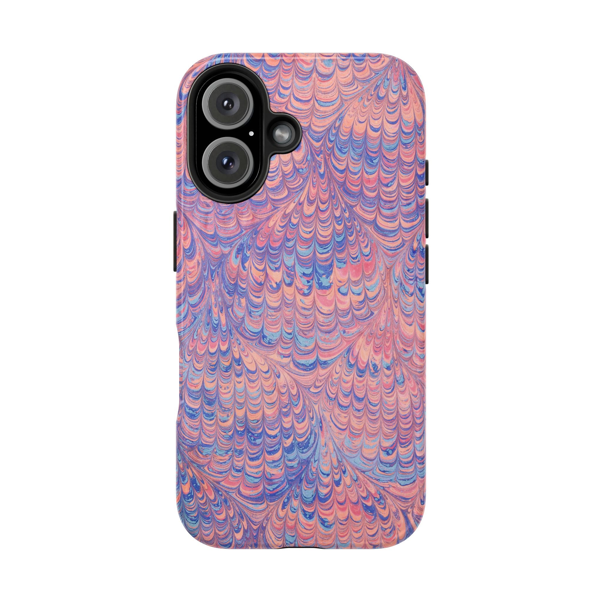 Dusty Pink + Blue Vintage Peacock Marbled Tough Phone Case - Dual Layer