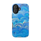 Bright Blue + White Marbled - Dual Layer Phone Cover