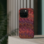 Mag Safe Marble iPhone Case - Red, Burgundy, Lavender & Gold Impact-Resistant