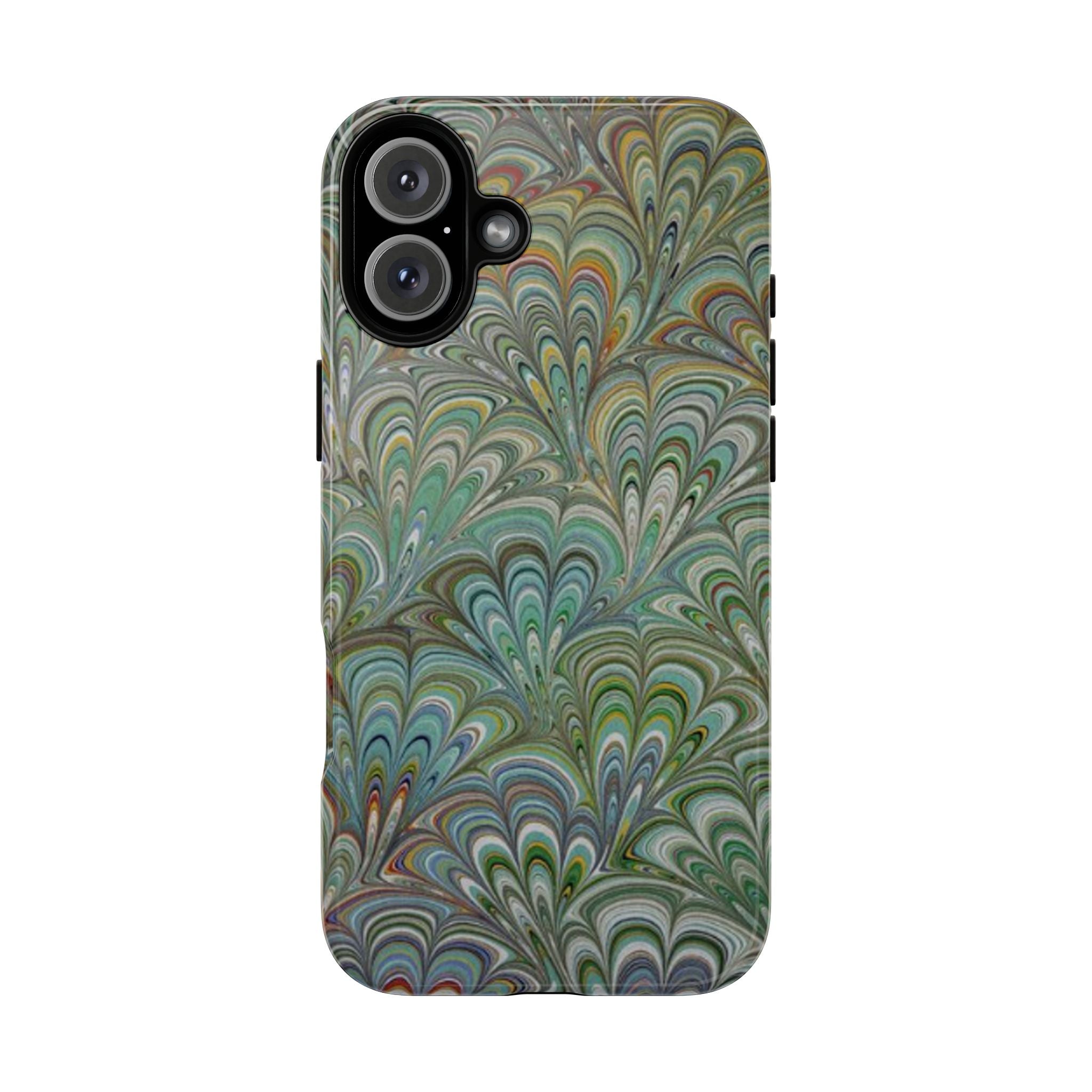 Green Peacock Marbled Phone Case — "Tough Cases" Ultra-Tough Protective Cover