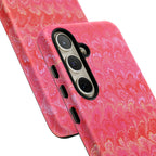 Pink and Gold Marbled Peacock Durable Phone Case - Olive Green and Brown - Matte or Glossy