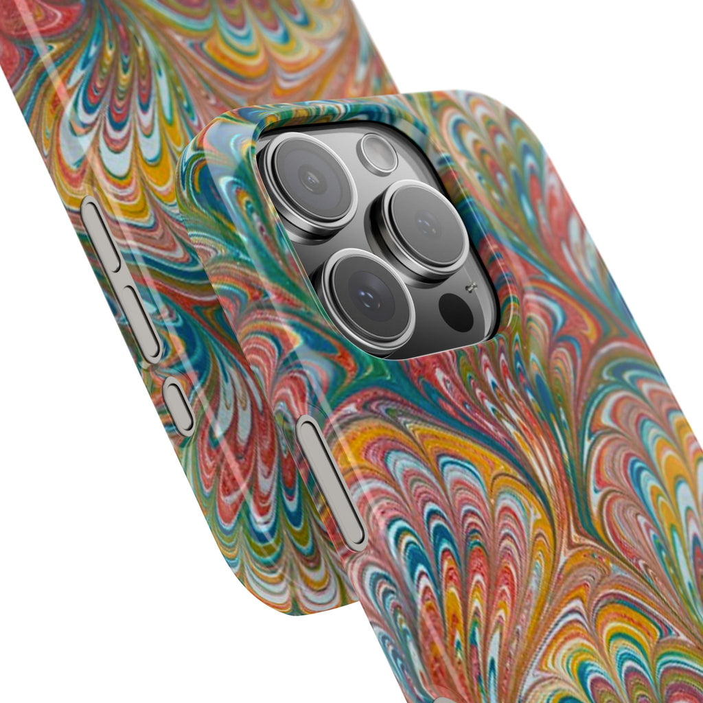 Red, Blue, Green Peacock Italian Marbled Design Phone Case