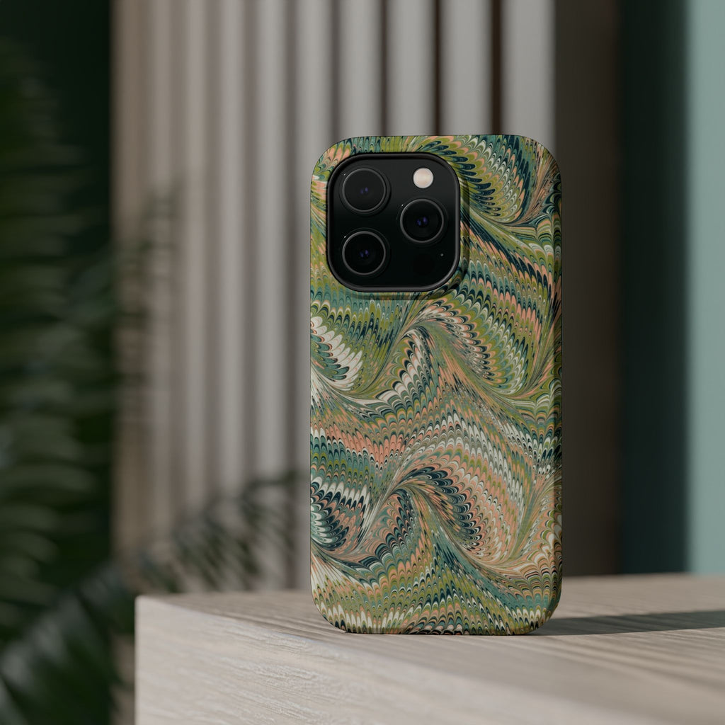 Green Pastel Italian Marble Design Magnetic MAG SAFE High Impact iPhone Cases