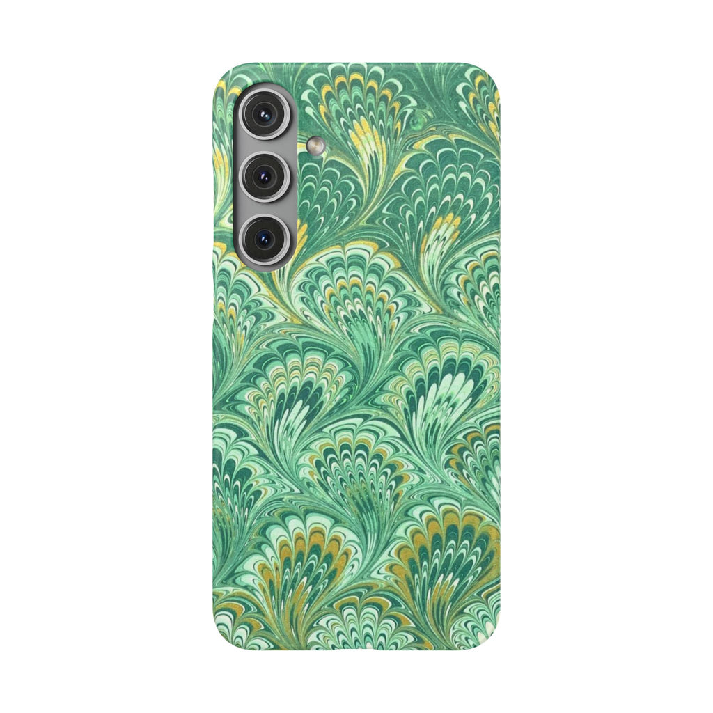 Marbled Feather Green Swirl - Single Layer Slim Phone Case