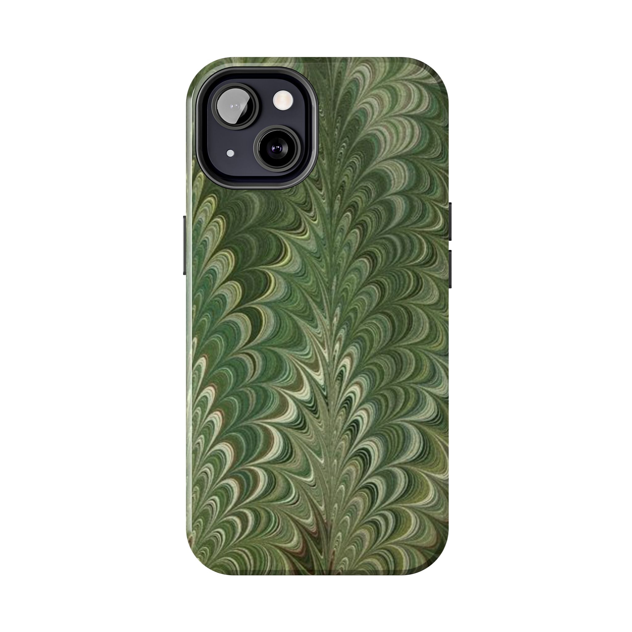Deep Green Marble Italian Tough Phone Case — Durable Marbled Phone Case