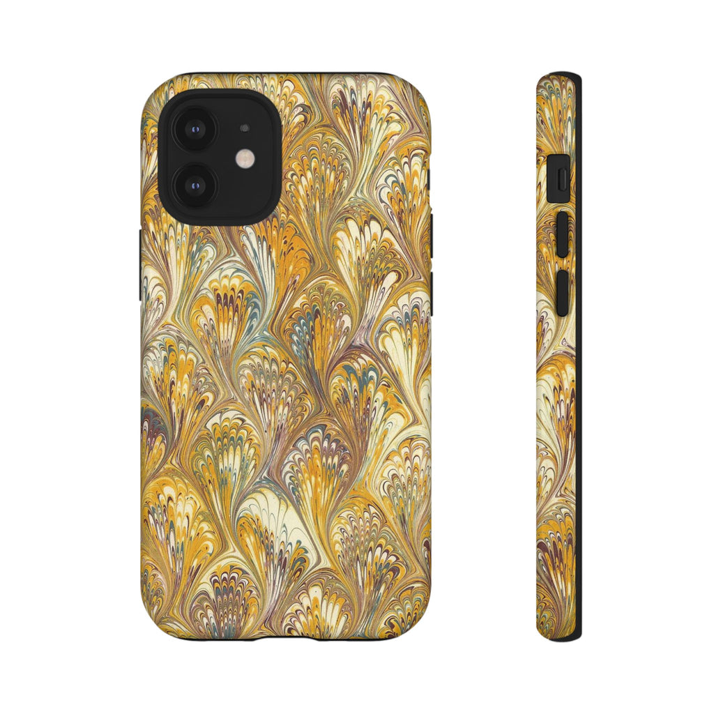 Golden Yellow Marbled Italian Phone Case - Dual Layer - Matte or Glossy
