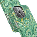 Marbled Feather Green Swirl - Single Layer Slim Phone Case