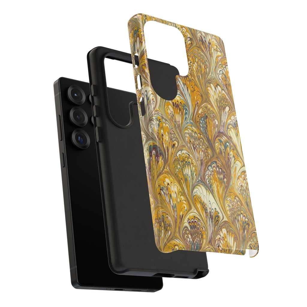 Golden Yellow Marbled Italian Phone Case - Dual Layer - Matte or Glossy