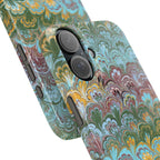 Phone Case with Design from Italy - Marbled "Peacock" Design, Green, Blue, Multi-Color Slim Phone Cases