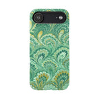 Marbled Feather Green Swirl - Single Layer Slim Phone Case