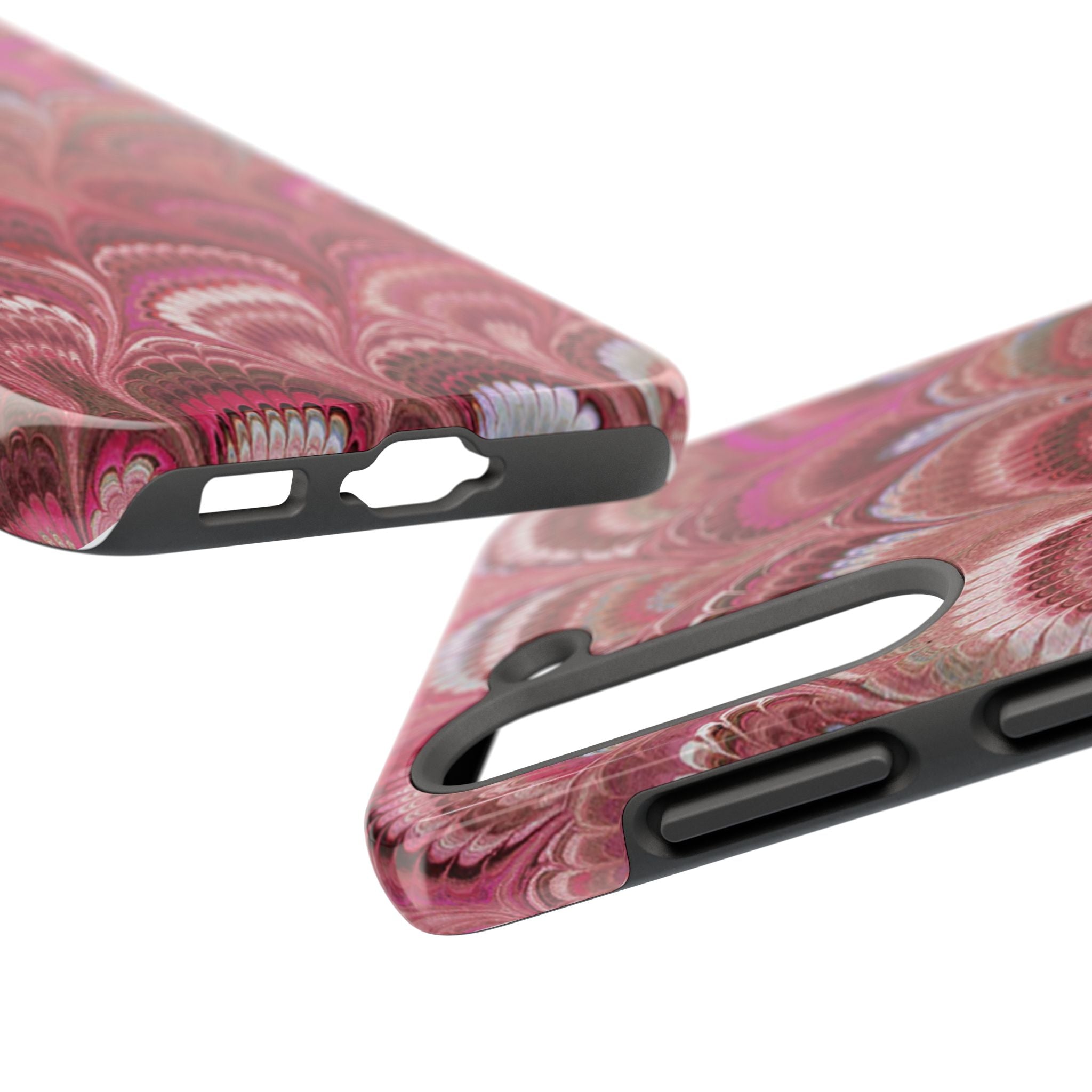 Pink Peacock Marble Italian Tough Phone Case — Durable Marbled Phone Case