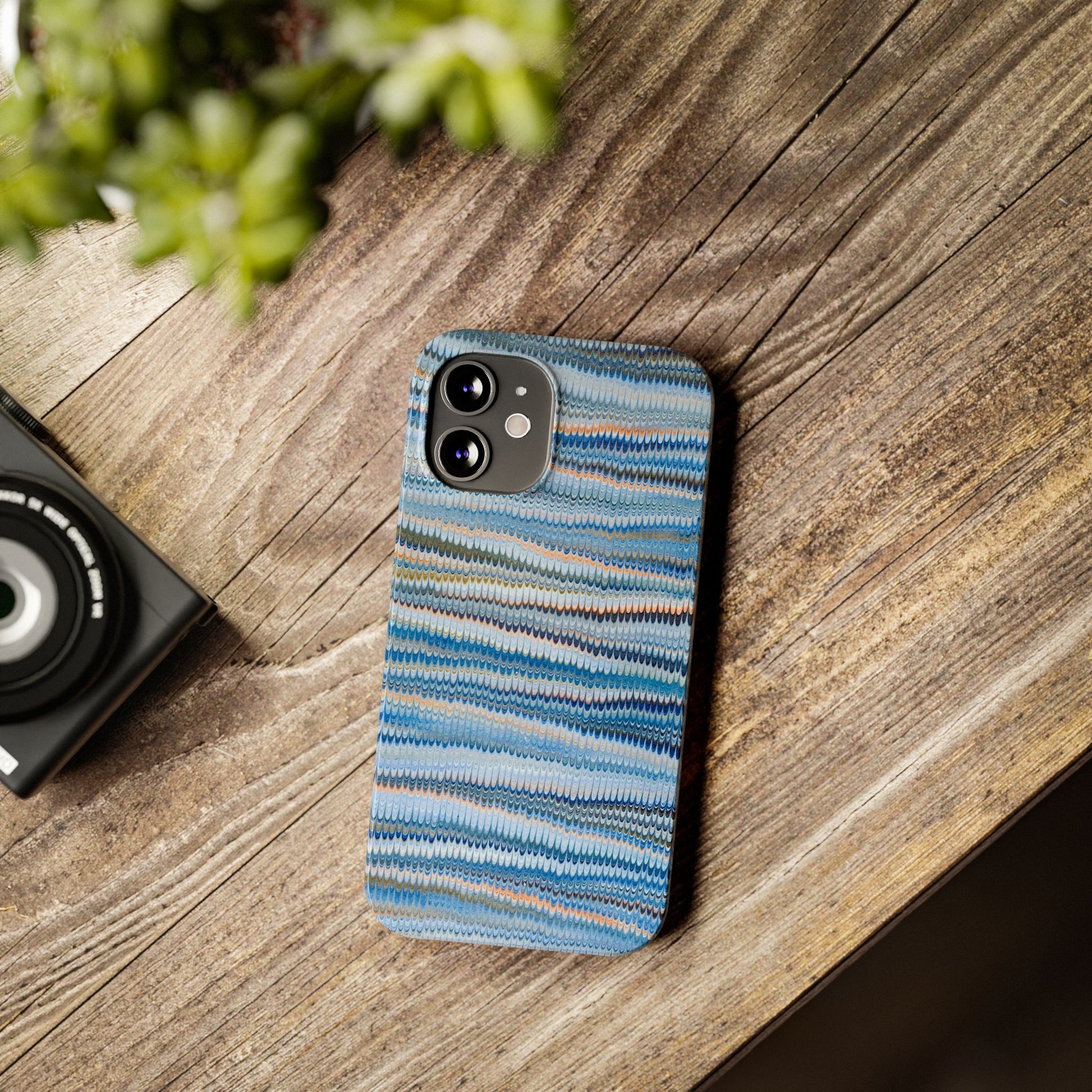 Blue Italian Hand-Painted and Vintage Marbled Inspired Paper Design, Italy Feather Phone Case, iPhone15 Case and all iPhone Case Sizes