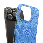 Marbled Feather Blue Swirl - Single Layer Slim Phone Case