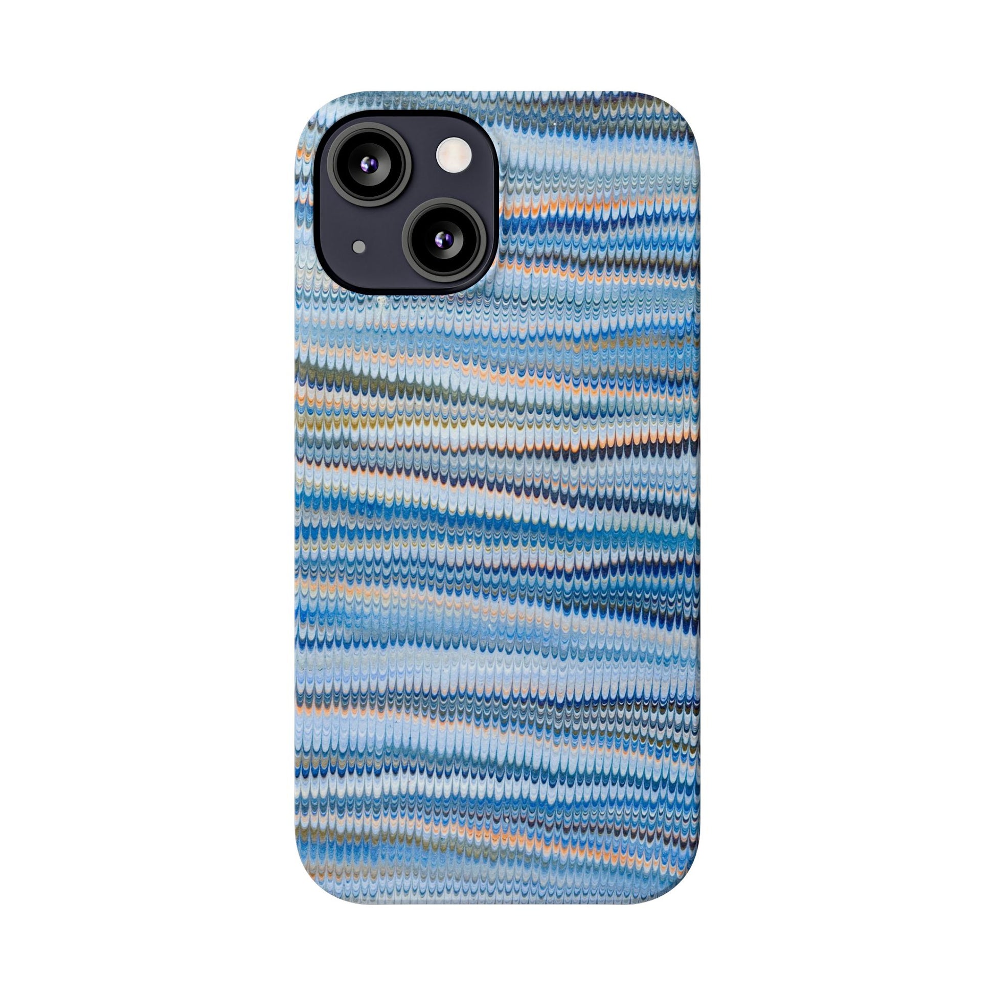 Blue Italian Hand-Painted and Vintage Marbled Inspired Paper Design, Italy Feather Phone Case, iPhone15 Case and all iPhone Case Sizes