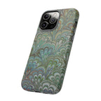 Green Marbled Peacock Durable Phone Case - Matte or Glossy