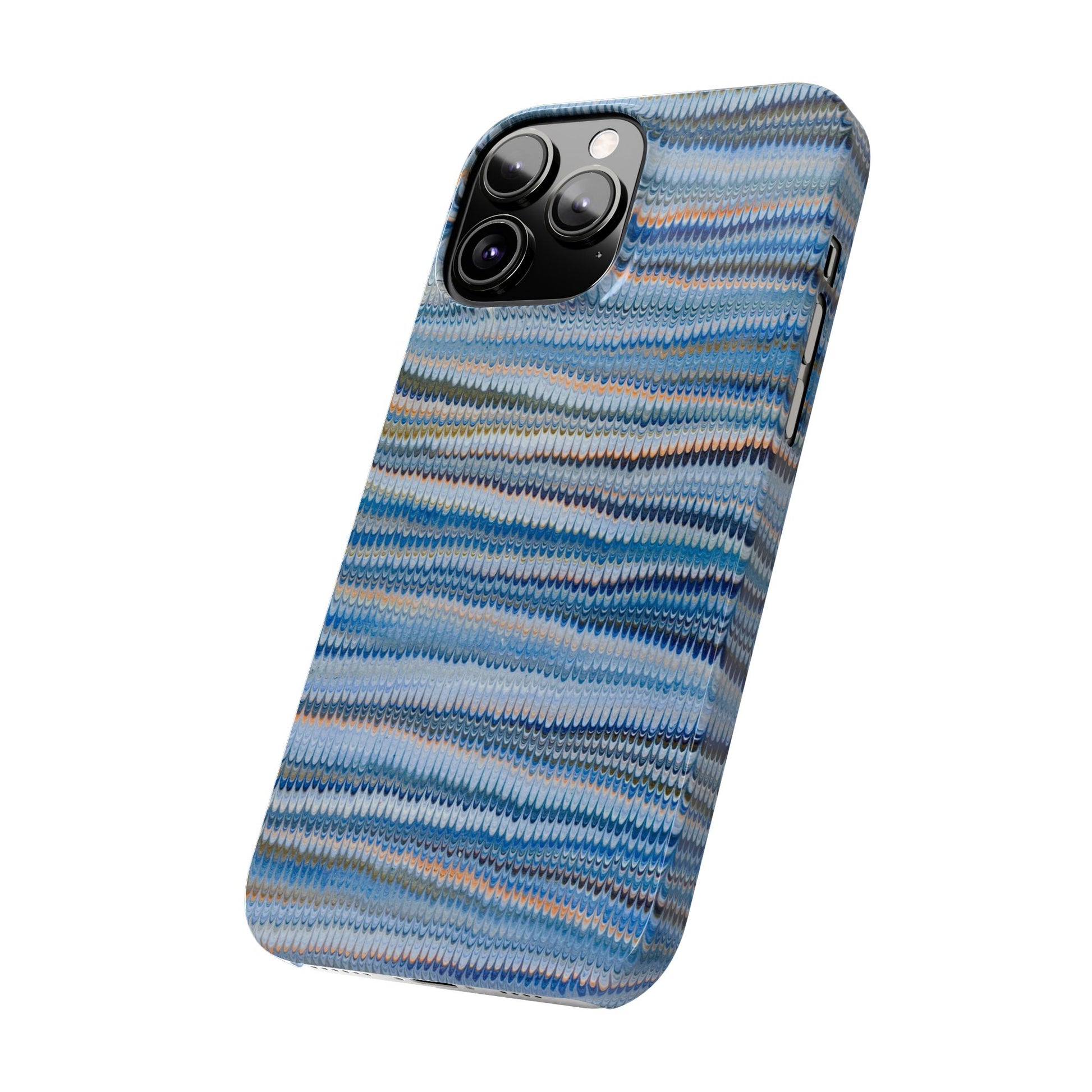 Blue Italian Hand-Painted and Vintage Marbled Inspired Paper Design, Italy Feather Phone Case, iPhone15 Case and all iPhone Case Sizes