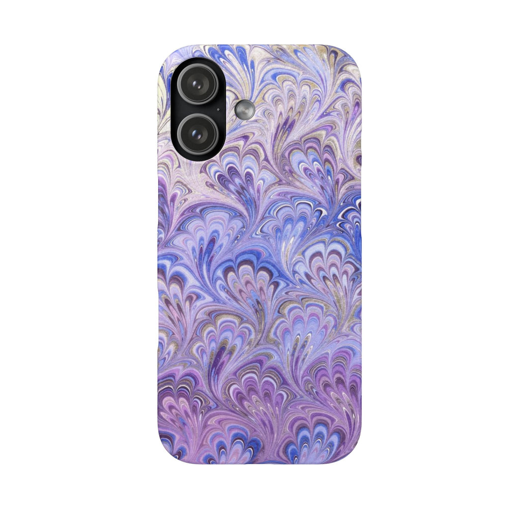 Marbled Feather Lavender + Purple Swirl - Single Layer Slim Phone Case