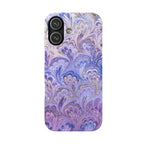 Marbled Feather Lavender + Purple Swirl - Single Layer Slim Phone Case