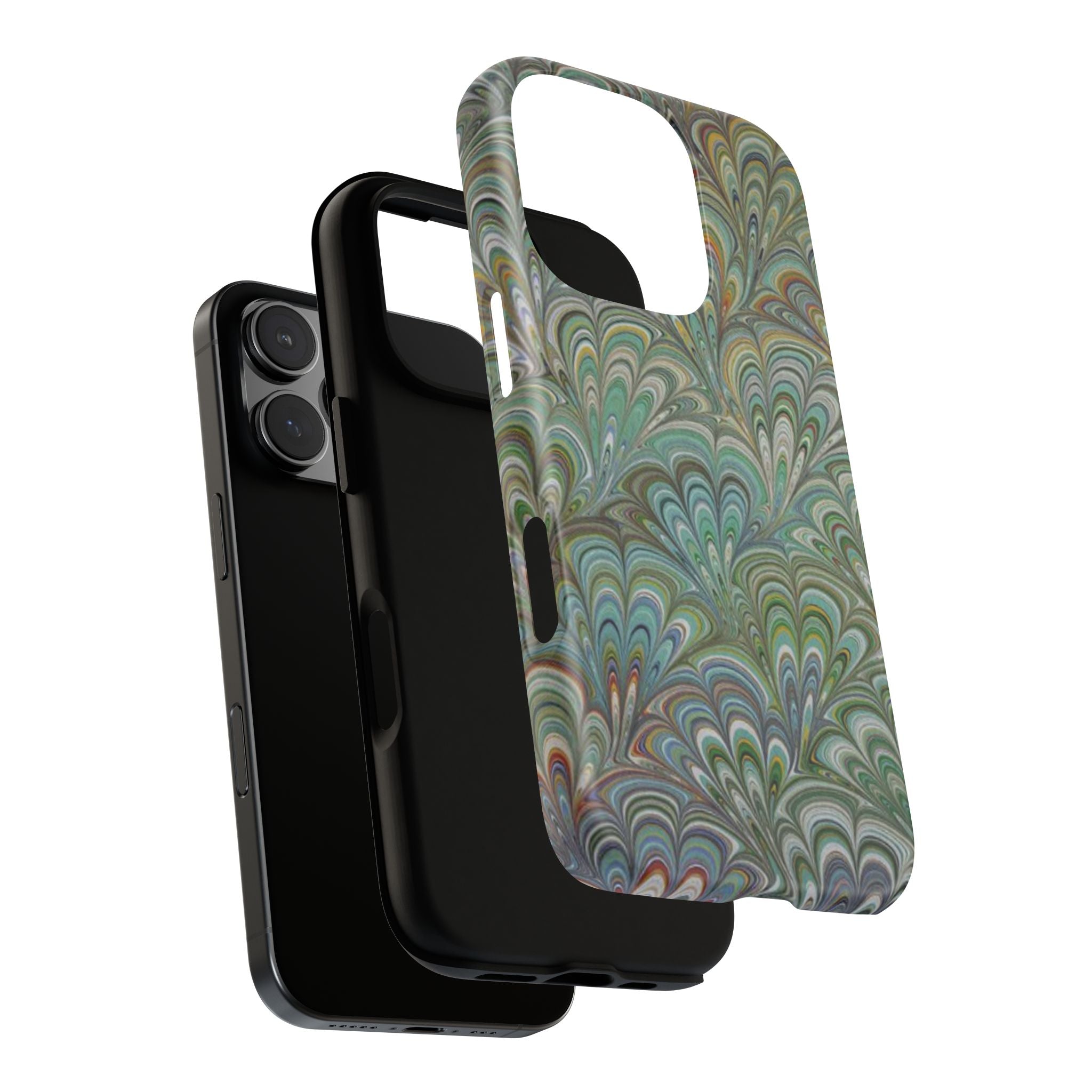 Green Peacock Marbled Phone Case — "Tough Cases" Ultra-Tough Protective Cover