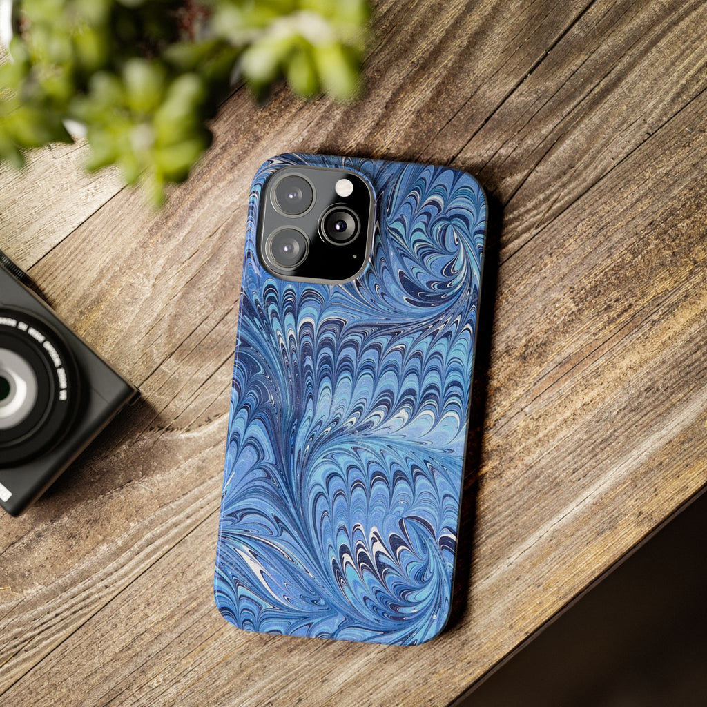 Blue Italian Marbled Design, Green and Blue Pallet, Slim Phone Case