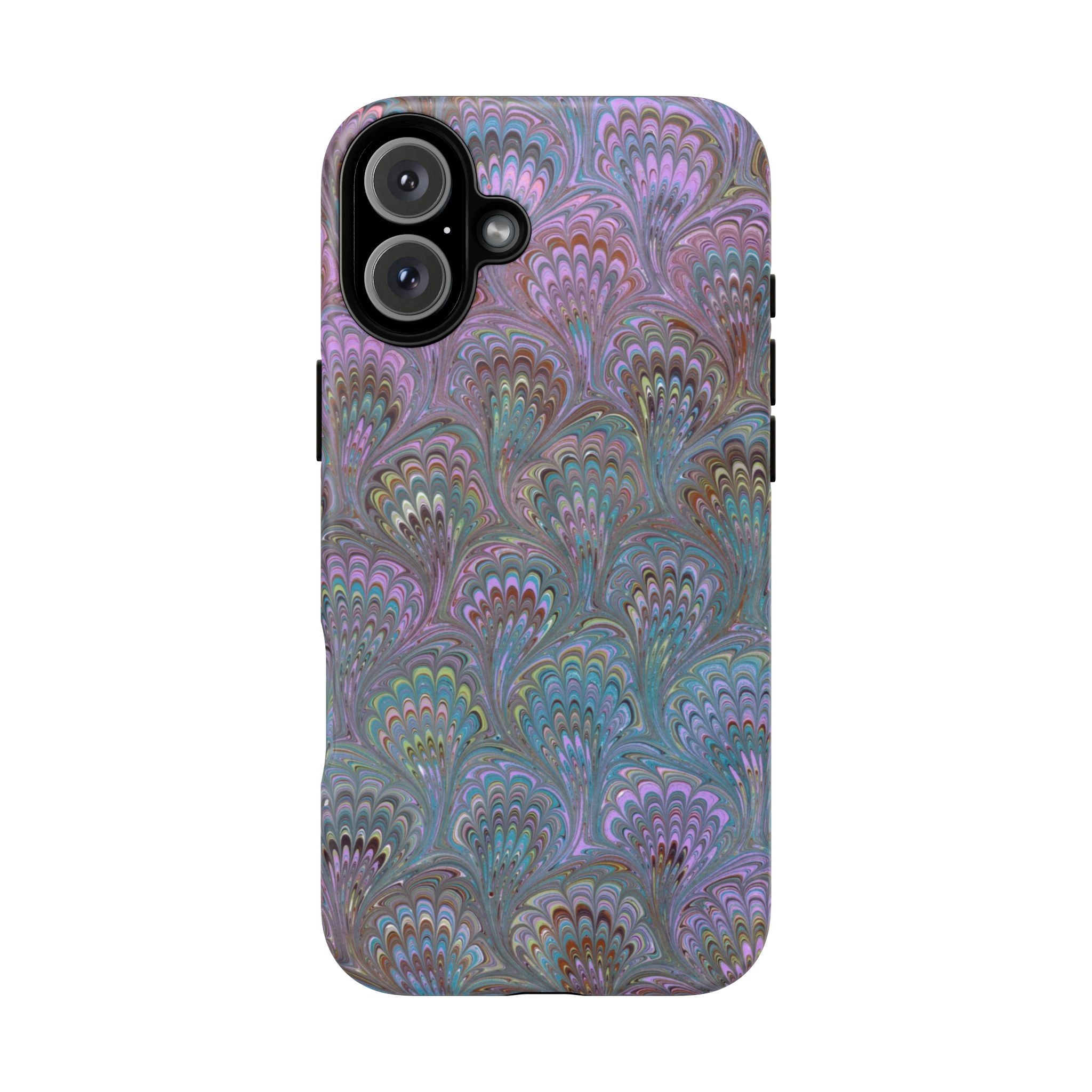 Lavender Marbled Peacock Durable Phone Case - Matte or Glossy