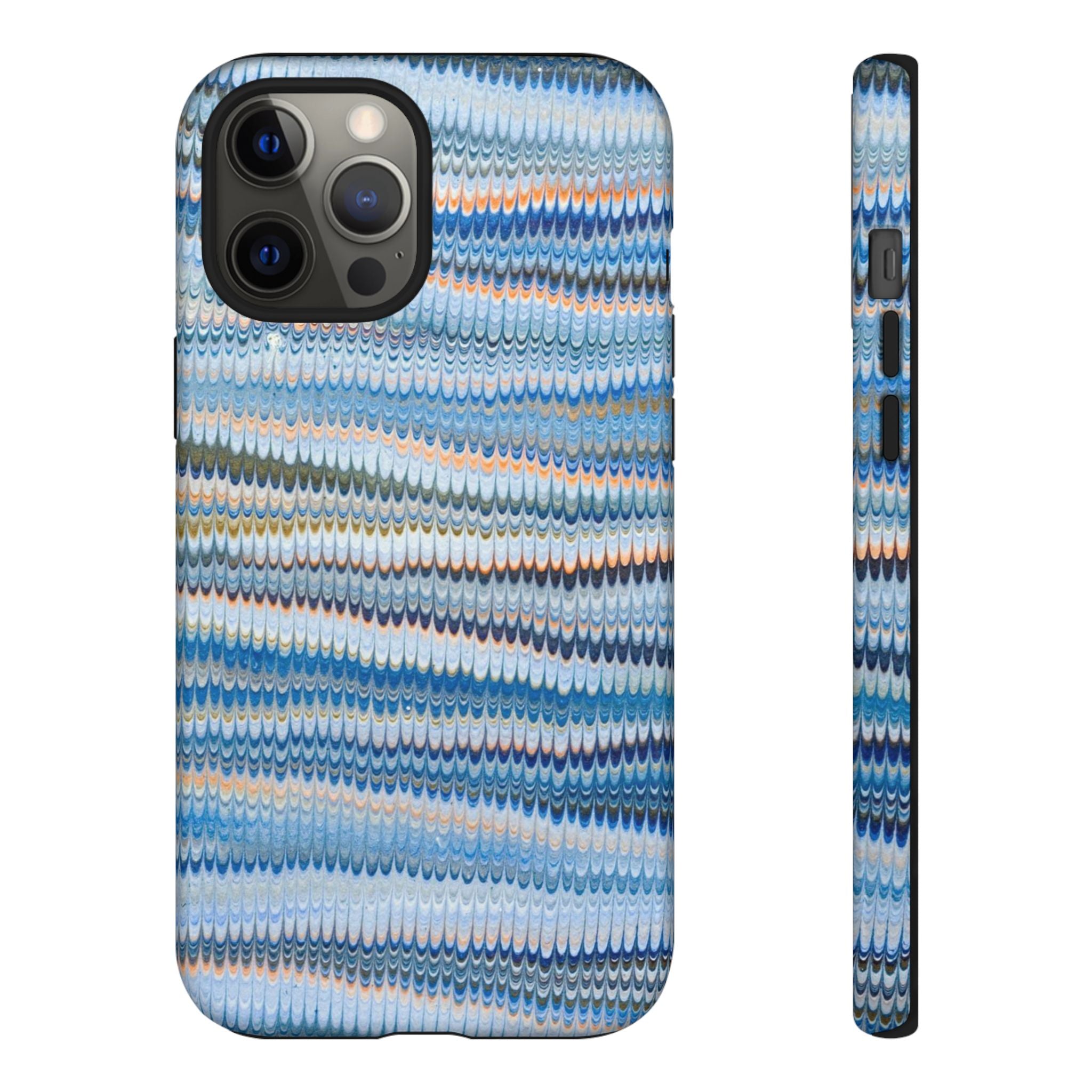 Blue Marbled Phone Cases iPhone 16 + Samsung + Apple + Google - all models, Vintage Marbled Design - Tough Cases