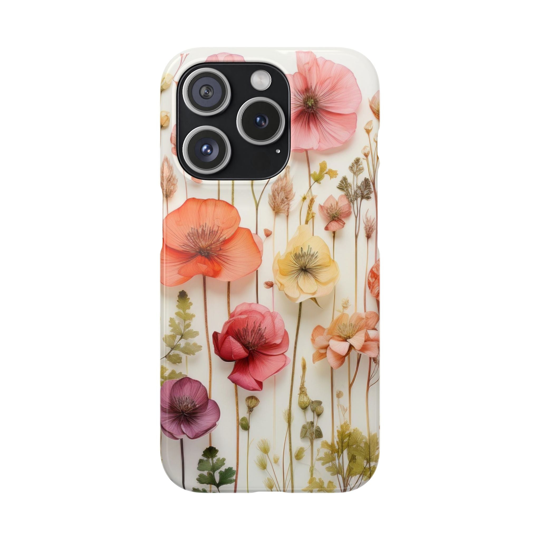 Pink Floral Pressed Flowers - Slim Case