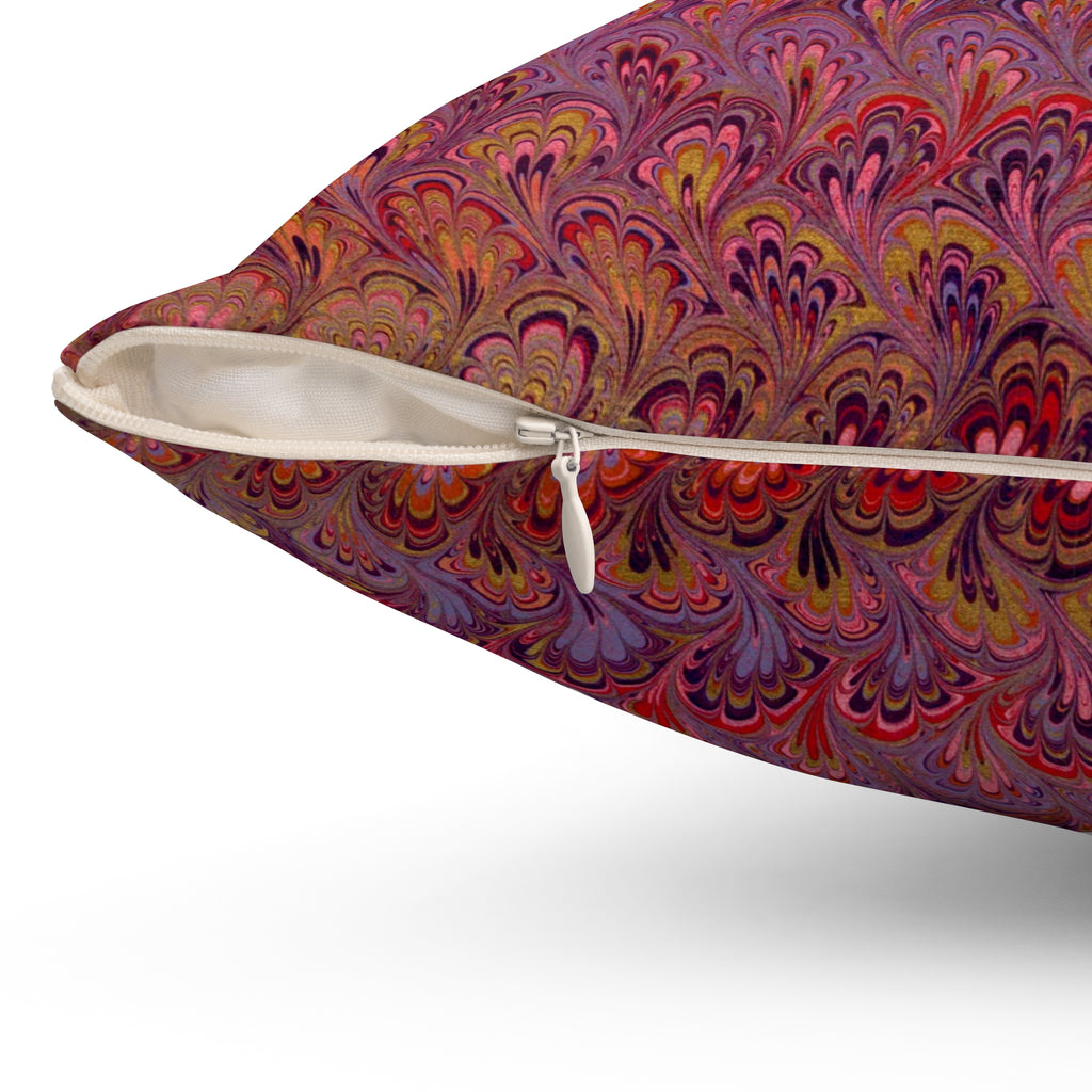 ITALIAN MARBLE Red and Gold Square Pillow includes Pillow, Hidden Zipper