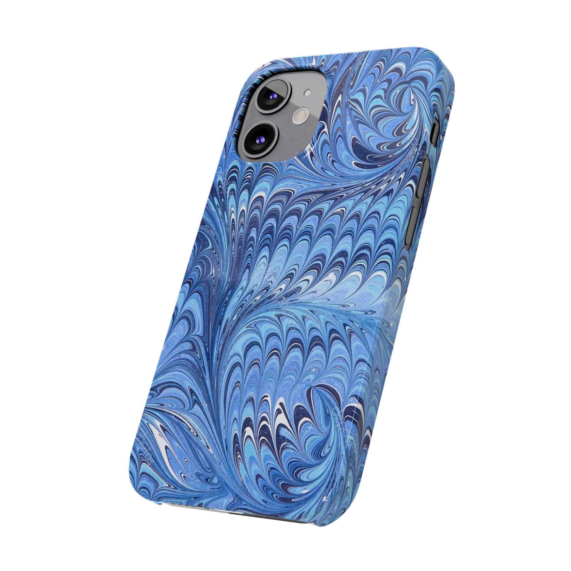 Blue Italian Marbled Design, Green and Blue Pallet, Slim Phone Case