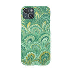 Marbled Feather Green Swirl - Single Layer Slim Phone Case