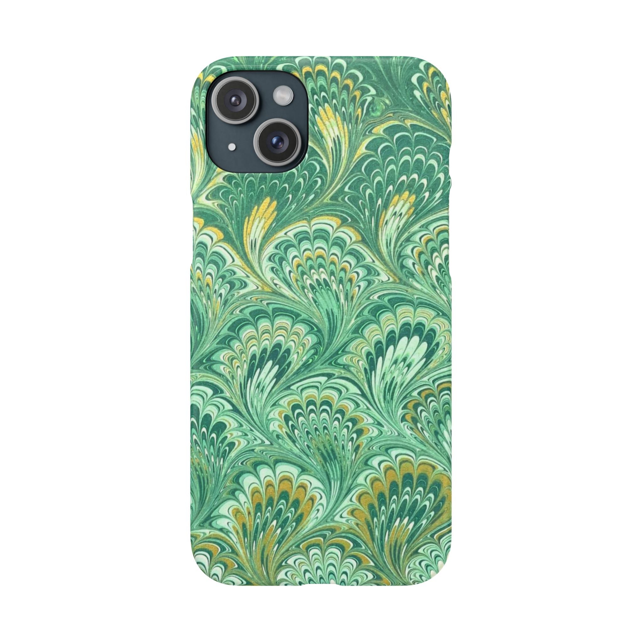Marbled Feather Green Swirl - Single Layer Slim Phone Case