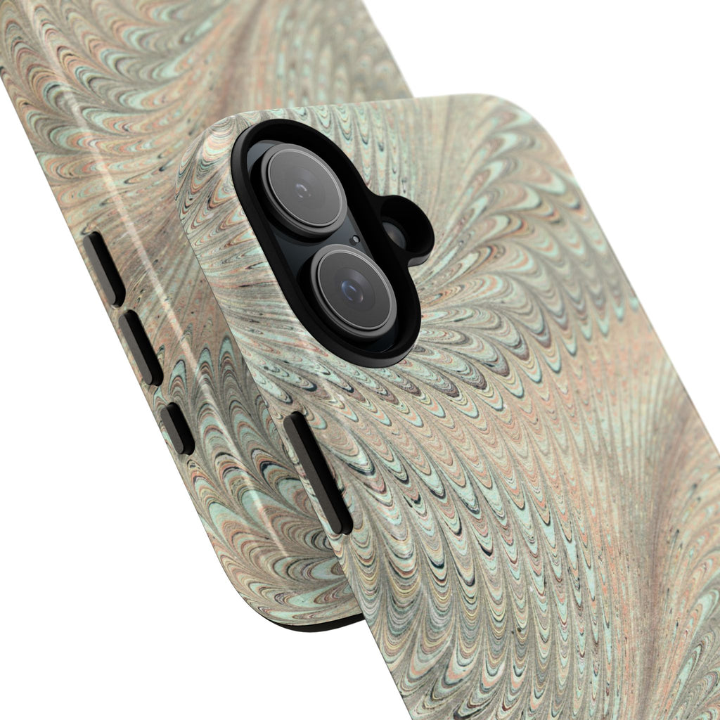 Beige and Mint Marbled Tough Phone Case, Multi-Color Dual Case
