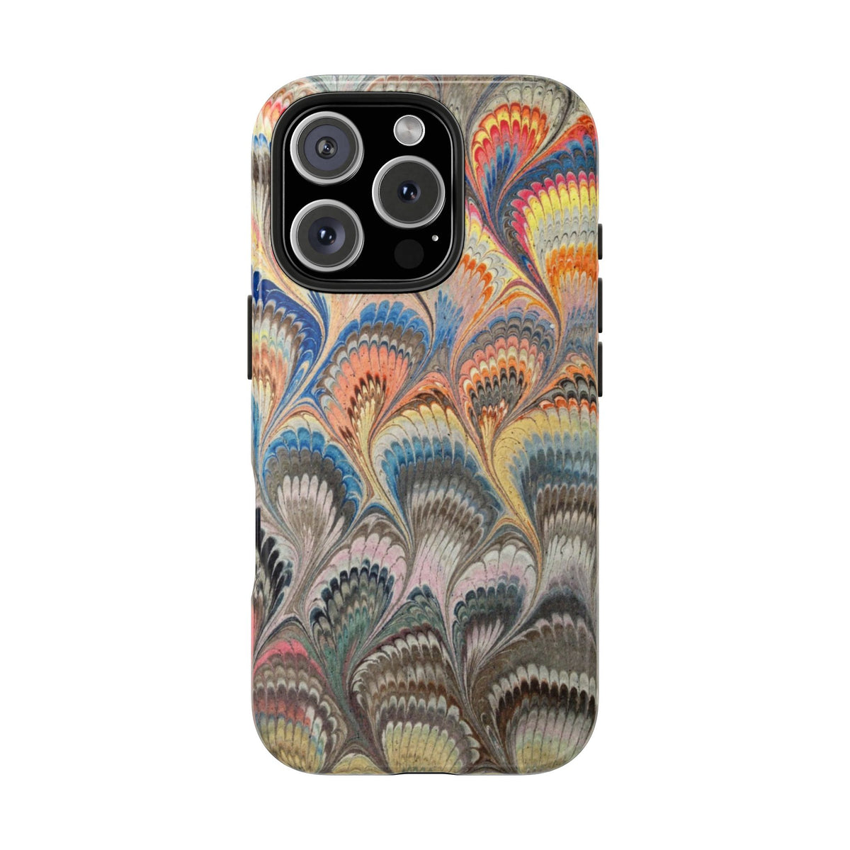 Multi-Color Pastels Vintage Marbled Feather Tough Phone Case - Dual Layer