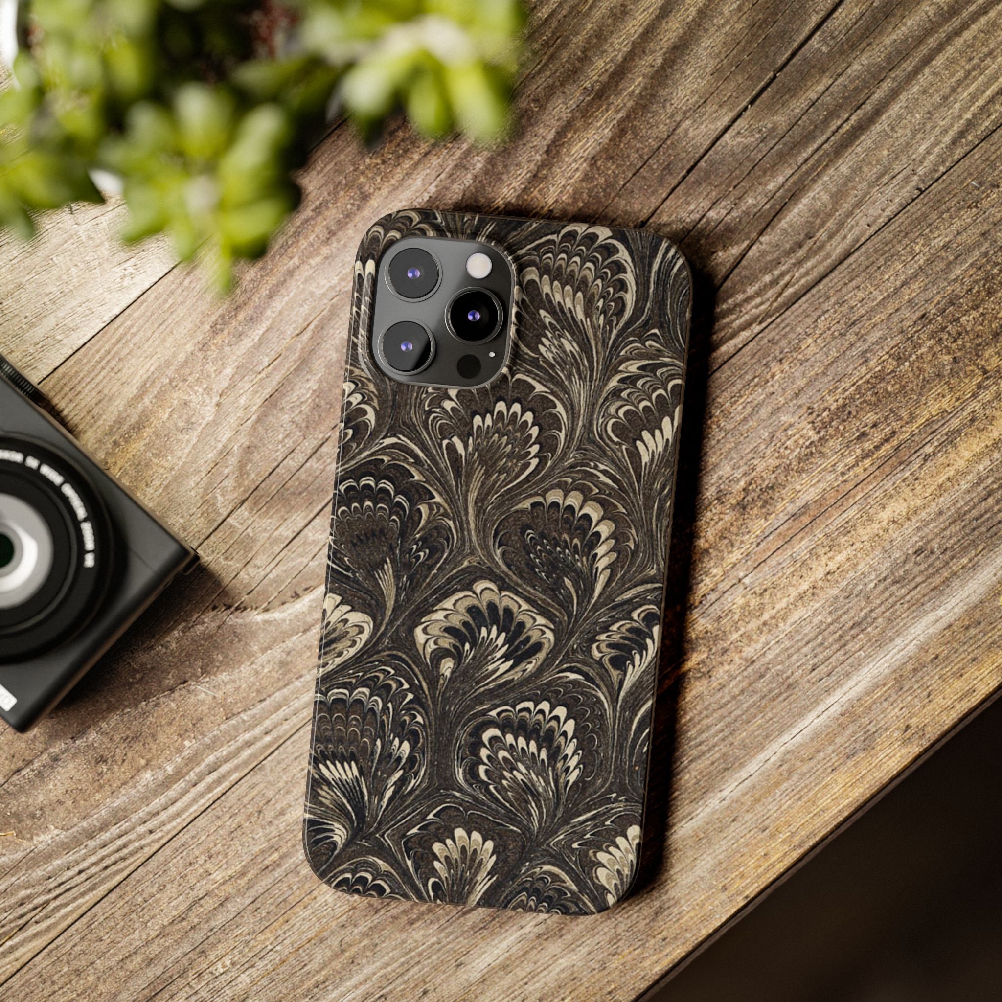 Black Italian Marble Design Slim iPhone 17 + all models Phone Cases