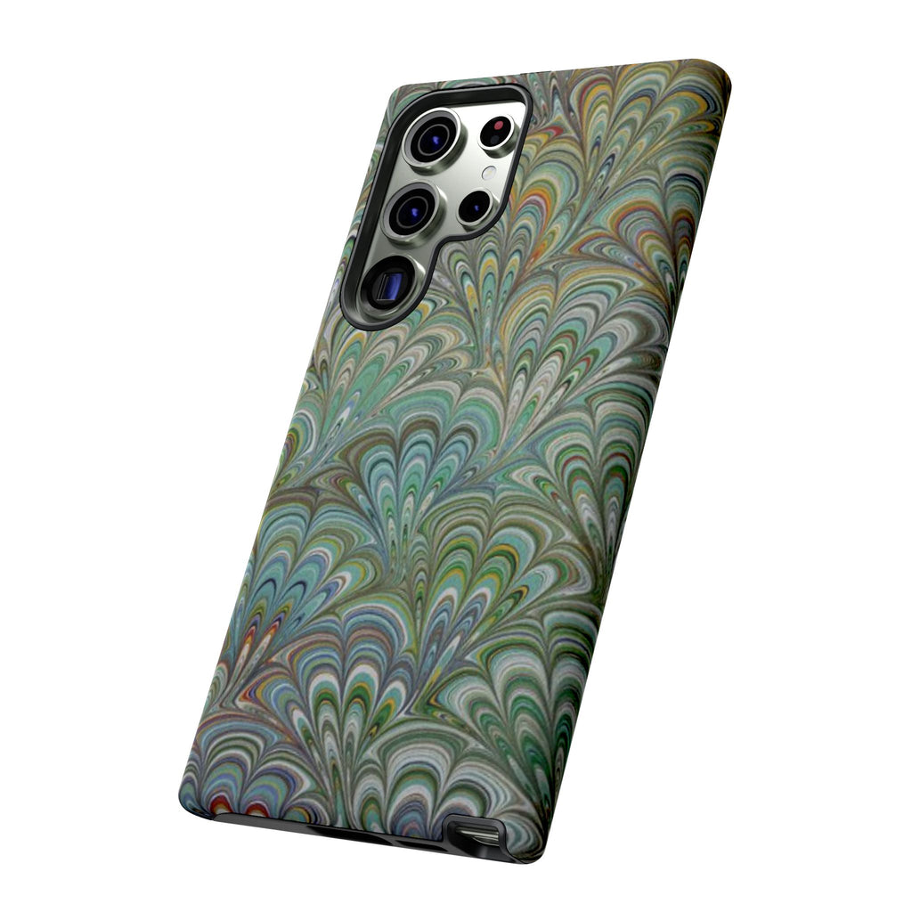 Green Marbled Peacock Durable Phone Case - Matte or Glossy
