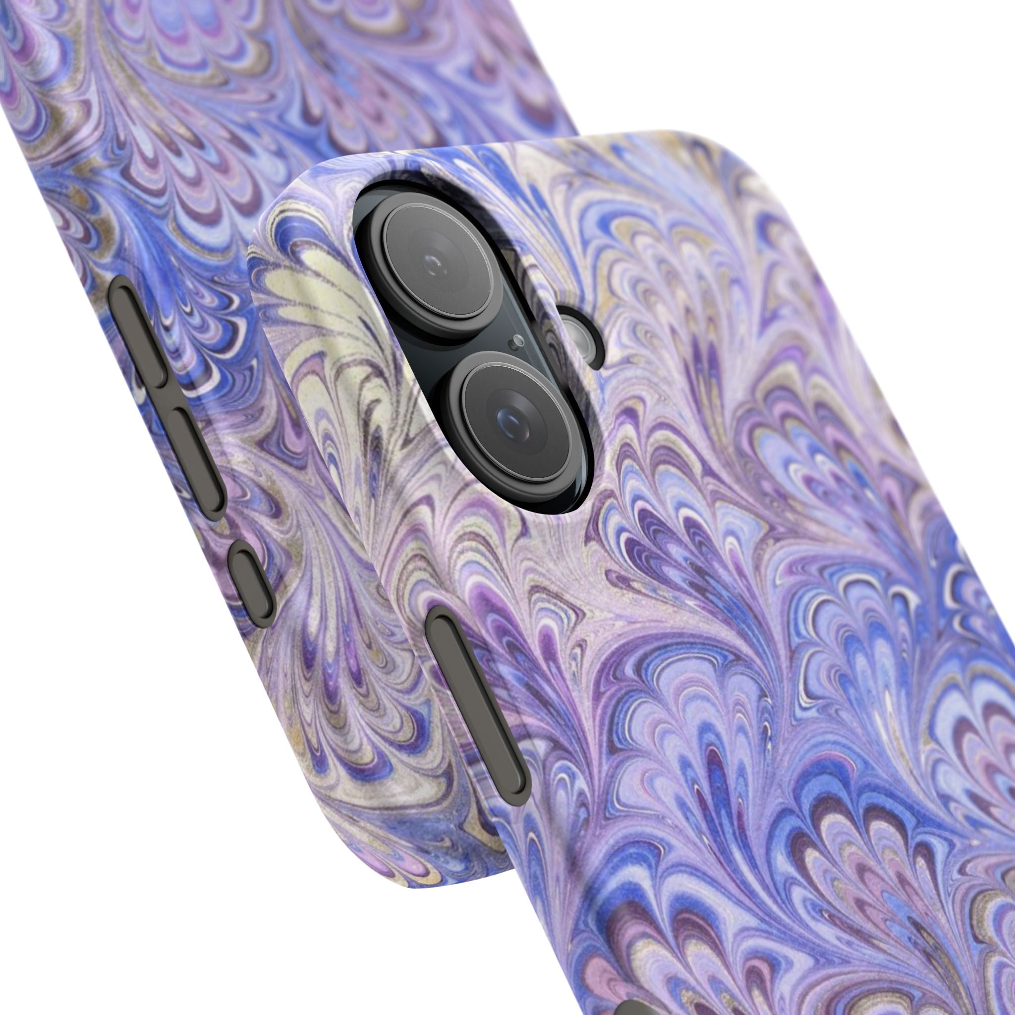 Marbled Feather Lavender + Purple Swirl - Single Layer Slim Phone Case