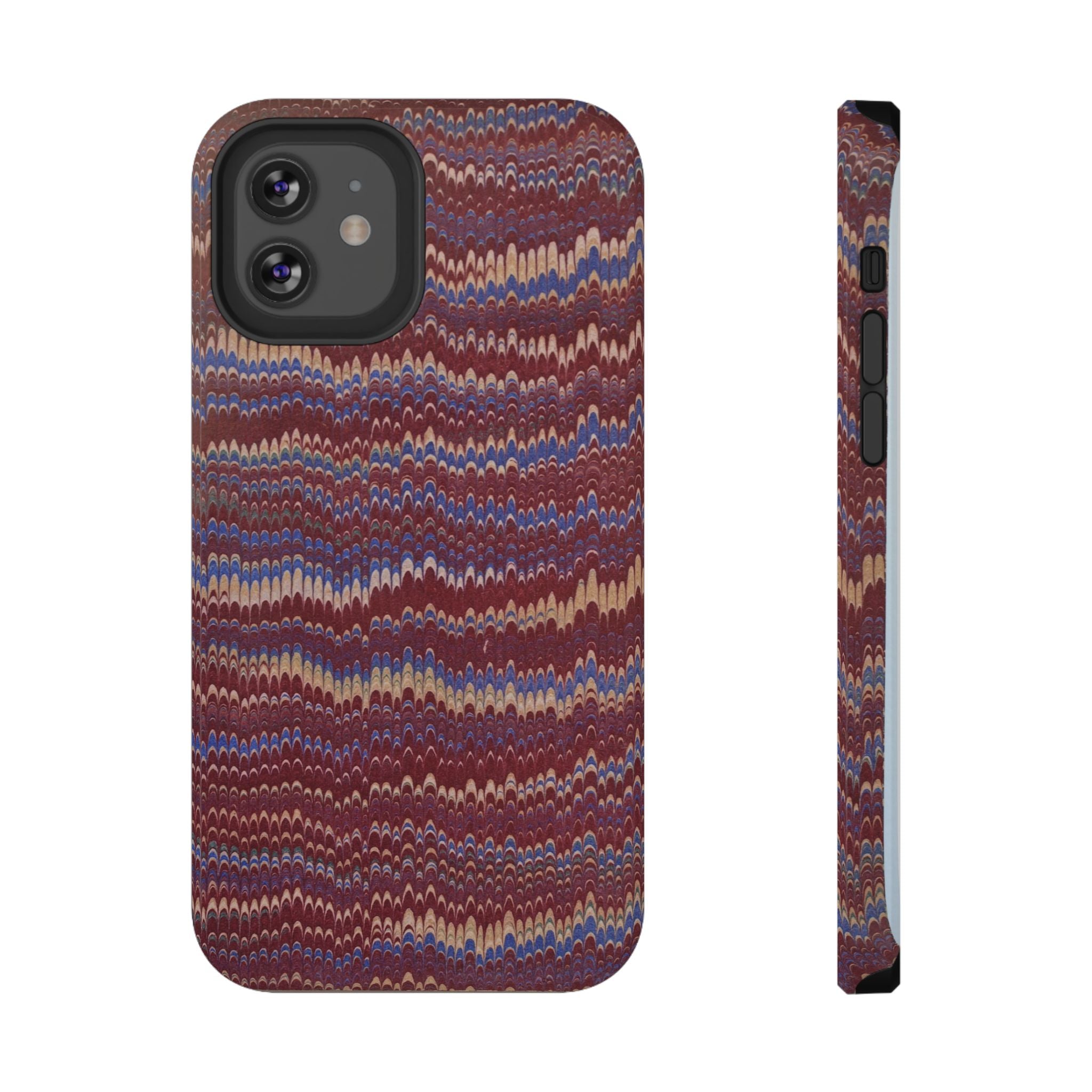 Burgundy and Blue Hues Italian Vintage Marble Design Phone Case for Apple + Samsung