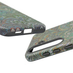 Green Marbled Peacock Durable Phone Case - Matte or Glossy