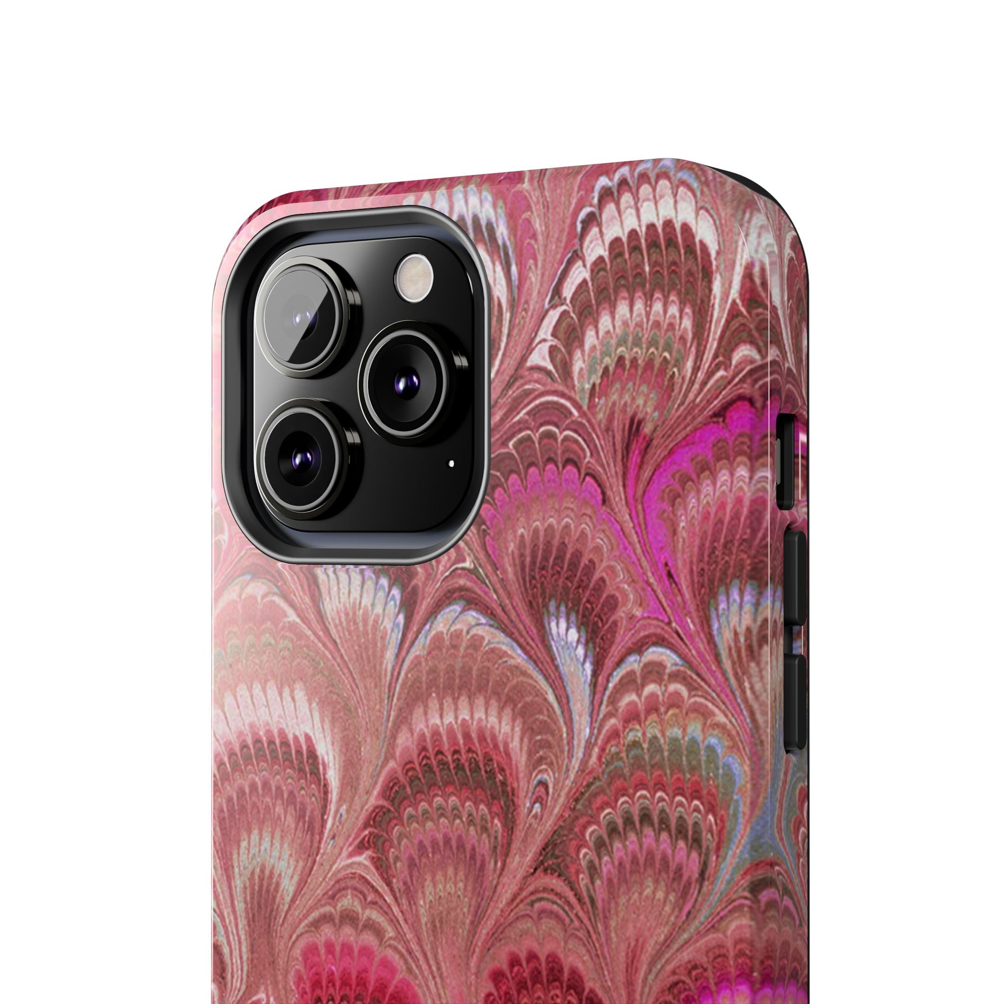 Pink Peacock Marble Italian Tough Phone Case — Durable Marbled Phone Case