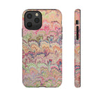 Pastel Pink + Green Feather Marbled Phone Case - Dual Layer Phone Cover