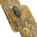 Golden Yelllow Hand-Marbled Florentine Italian Phone Case for iPhone 17 and all sizes