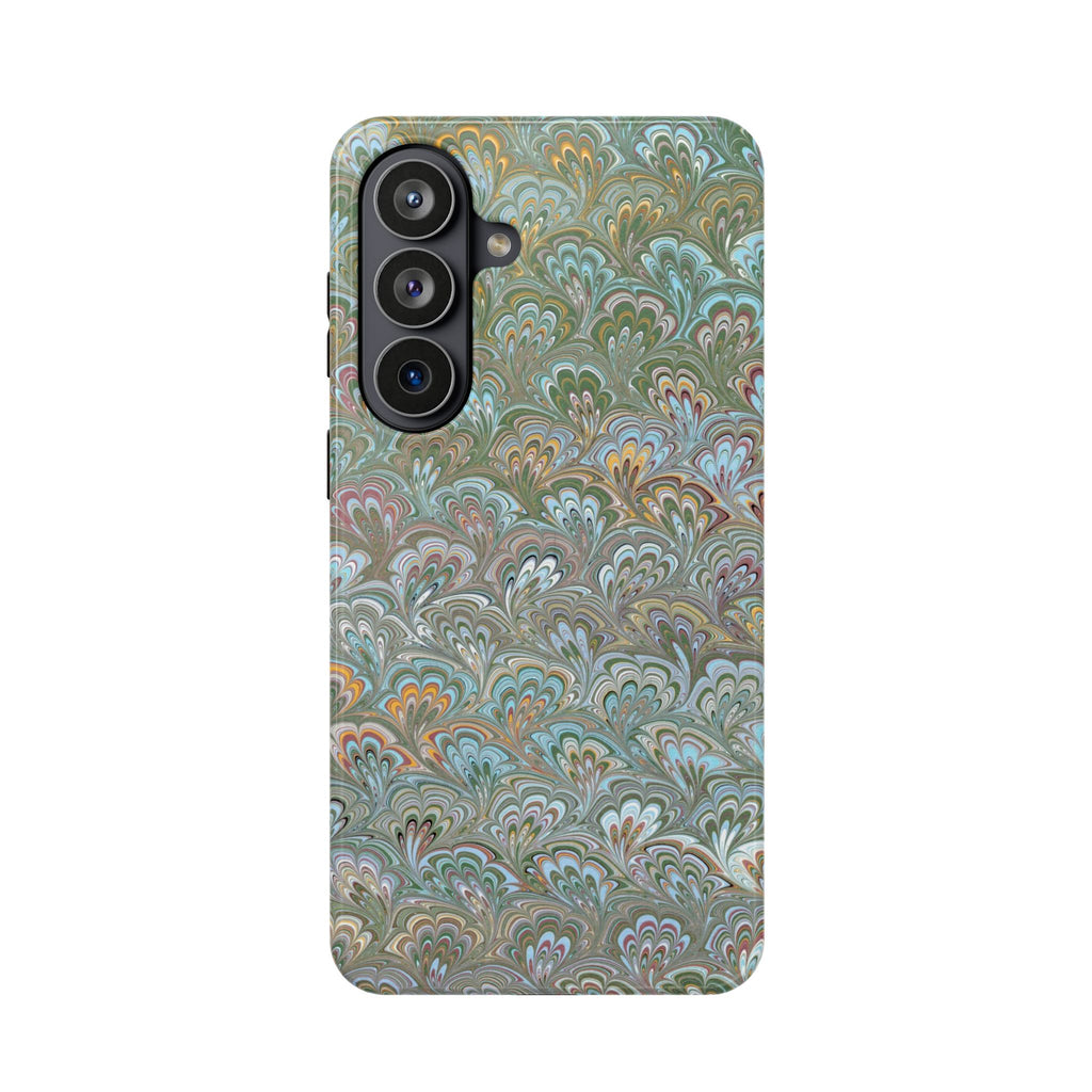 Green, Blue, + White Marbled Peacock - Dual Layer MAG SAFE Phone Case