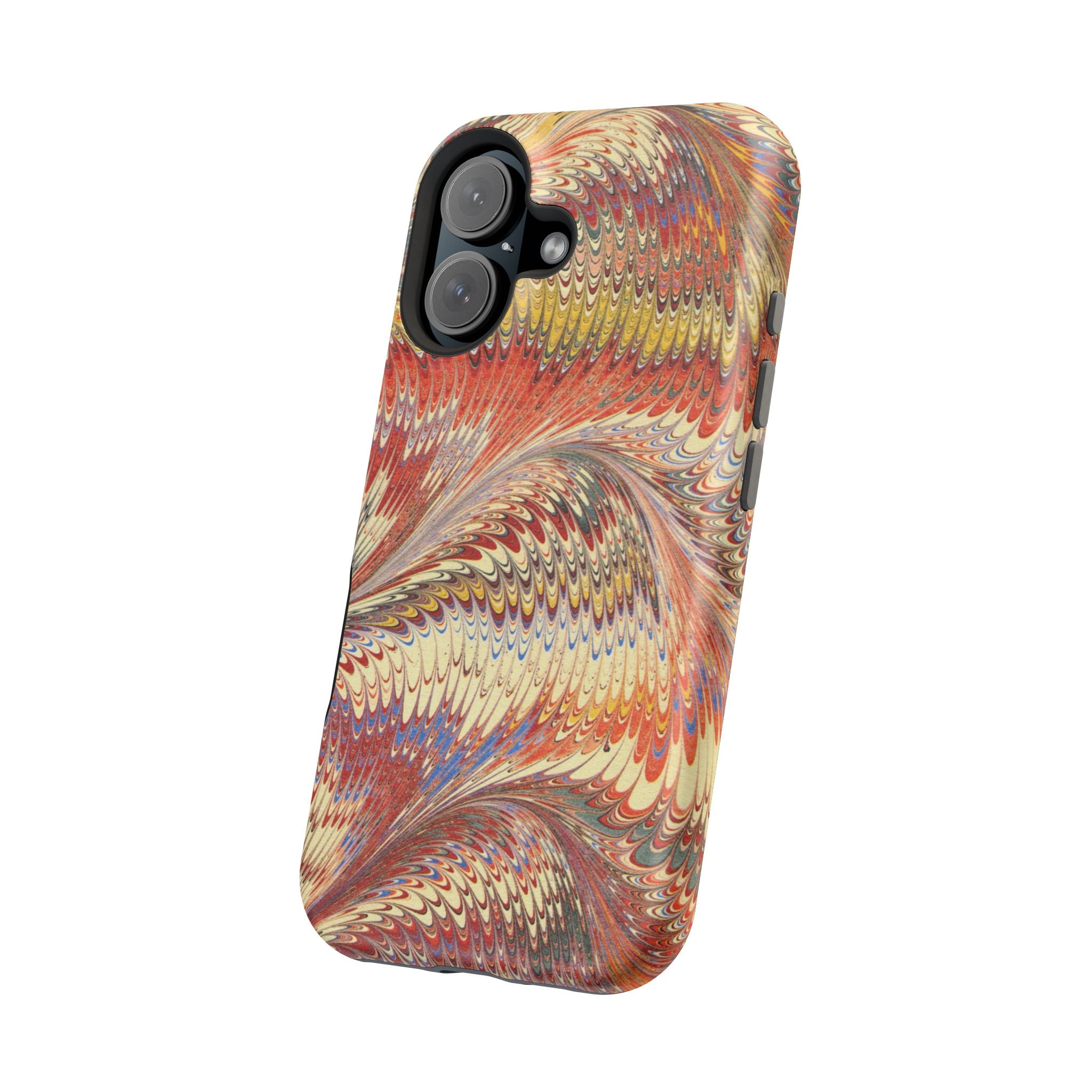 Rust + Gold Italian Marbled Design Magnetic MAG SAFE - Dual Layer Case - Glossy or Matte